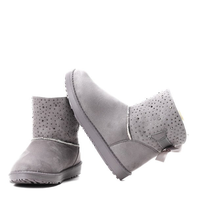 Szare ocieplane śniegowce Kati - Obuwie