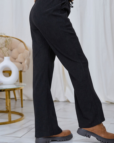 Royalfashion Черные женские брюки из вельветовой ткани