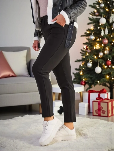 Moteriškos kelnės „Luna“ juodos medžiaginės kasdienės