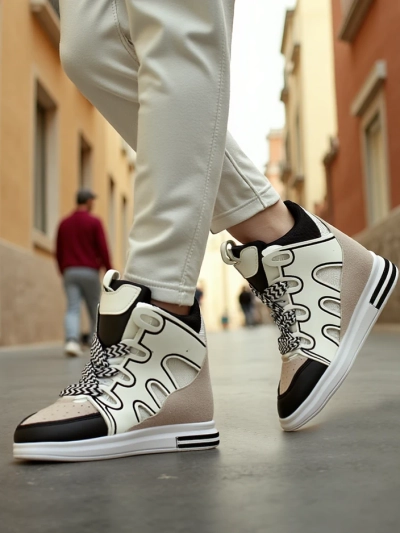 Royalfashion Высокие спортивные кроссовки для женщин с скрытой платформой Oblaffi