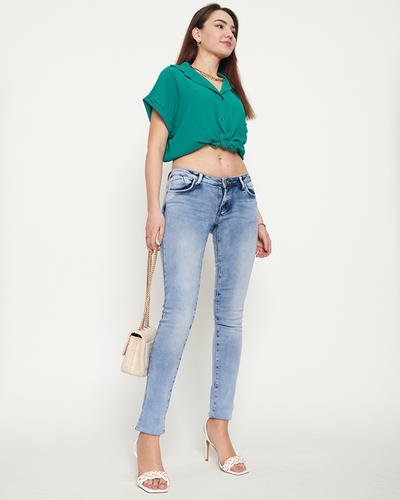 Moteriški mėlyni tiesūs džinsai - Drabužiai