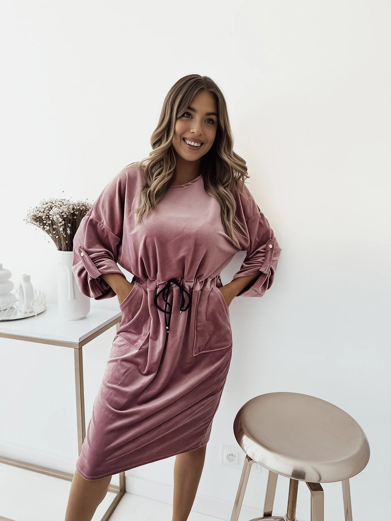 Royalfashion Moteriška rožinė midi suknelė