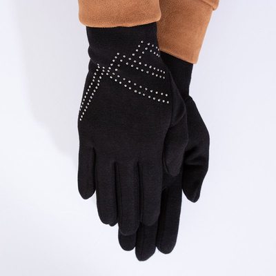 Черные женские перчатки с отделкой