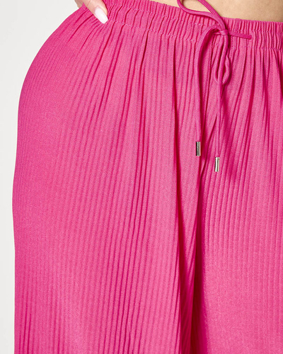 Женские широкие плиссированные брюки-палаццо цвета фуксии - Одежда