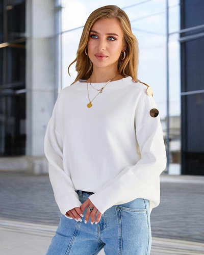 Royalfashion Plonas moteriškas megztinis su pečių papuošimais