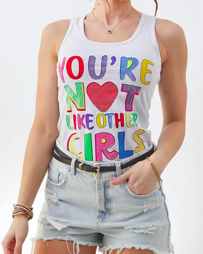 Royalfashion Moteriška medvilninė marškinėlių su petnešomis ir unikaliais raštais