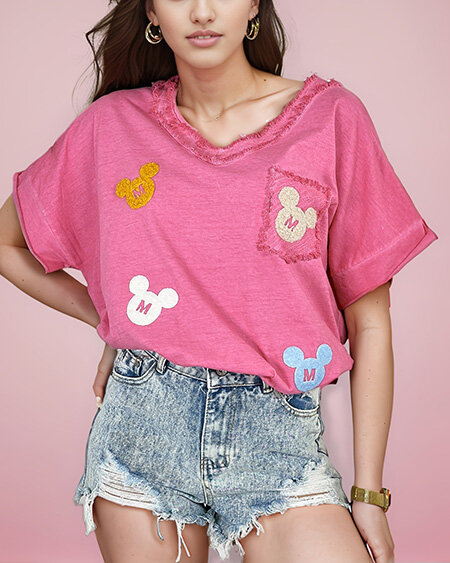 "Royalfashion" Moteriški marškinėliai su lopais