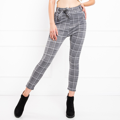 Женские серые клетчатые тренги - Брюки
