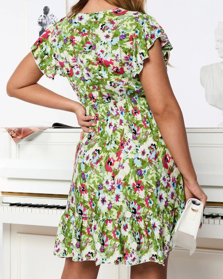 Raštuota žalia moteriška mini suknelė Apranga