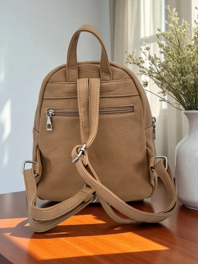 Плетеный Женский Рюкзак Królewska Moda Livia бежевый экокожа 25x25cm