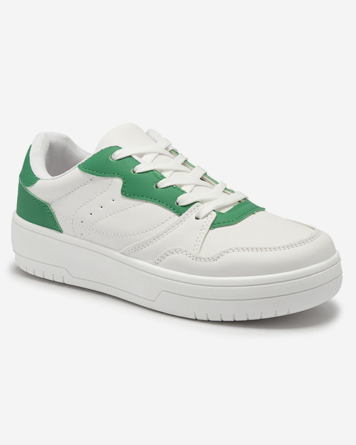 Balti moteriški sportiniai bateliai su žaliais įdėklais Tercua- Footwear