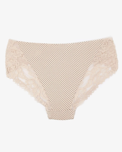 Бежевые женские трусики с принтом в горошек - Нижнее белье