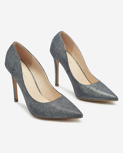 Графитовые голографические женские туфли на шпильке Soddo- Footwear