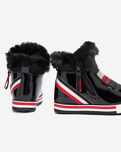 OUTLET Черные женские спортивные сапоги со скрытым каблуком и мехом Gomiu- Footwear