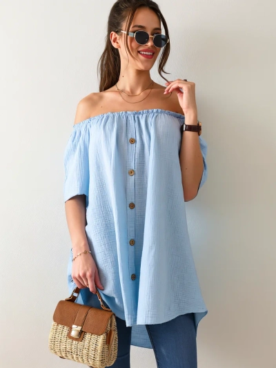 Royalfashion moterų medvilninis blusas ala Ispanų su dekoratyviais mygtukais
