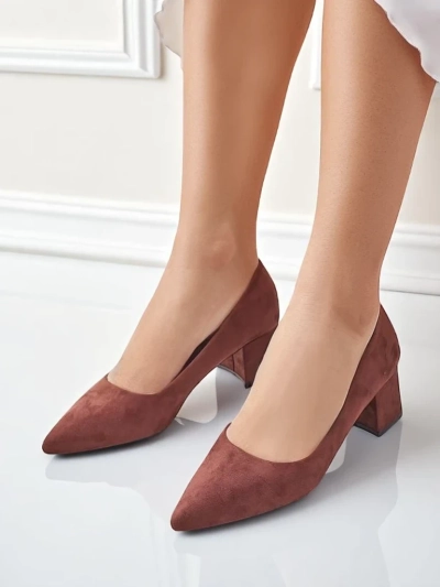 Aurelia Classico – Brown Suede Block Heel Pumps 4.5 cm