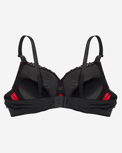 Raudonos ir juodos spalvos nėriniuota moteriška liemenėlė - Apatinis trikotažas