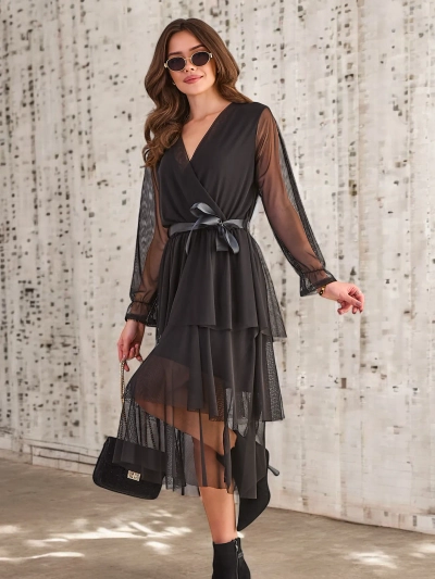Женское длинное платье с оборками Royalfashion