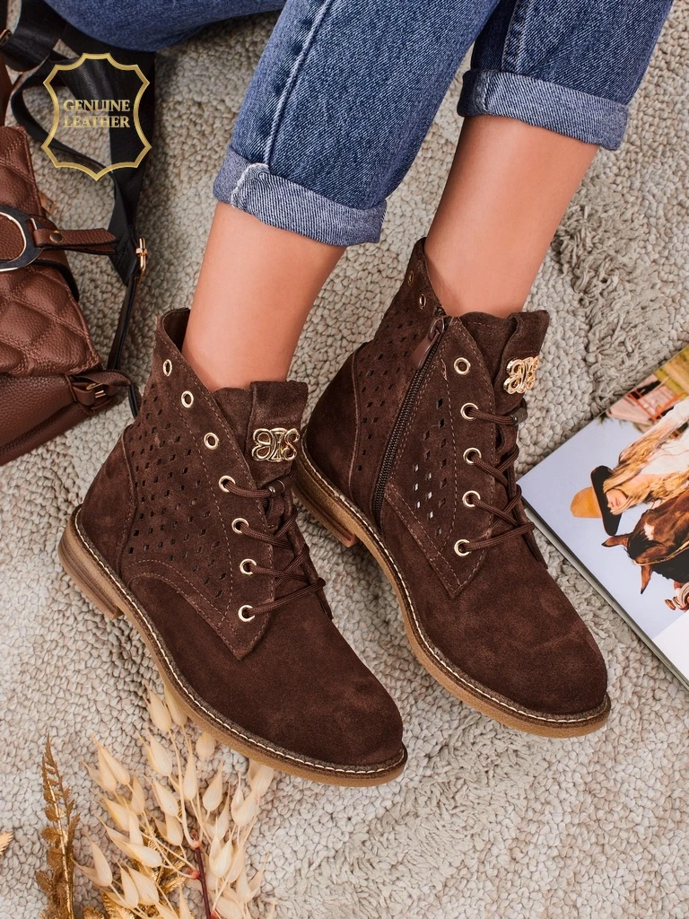 Ažūriniai moteriški aulinukai iš natūralios odos Aurelias