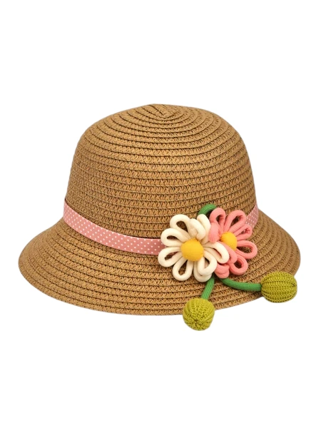 Royalfashion Детская соломенная шляпа с цветами ромашки и розы