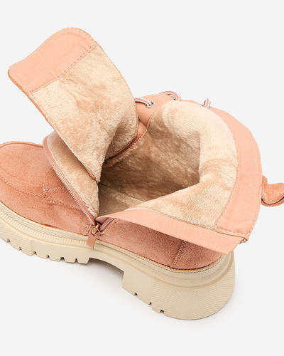 Royalfashion Розовые женские ботинки на шнуровке Cacava