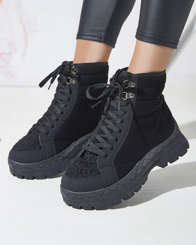 Juodi moteriški apšiltinti traperiai Wosser- Avalynė