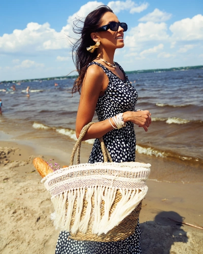 Royalfashion Женское черное длинное платье в горошек