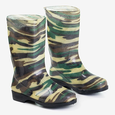 Zielone damskie kalosze we wzór moro Kampena - Obuwie