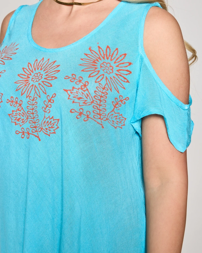 Голубое женское пляжное платье-покрывало - Одежда