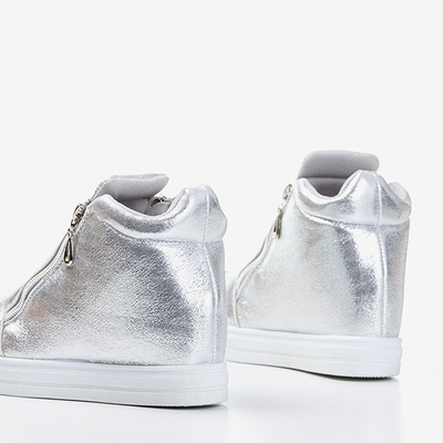 Srebrne damskie sneakersy na ukrytym koturnie Haveria - Obuwie