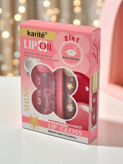 2-in-1 Clear and Glitter Lip Gloss Bronse