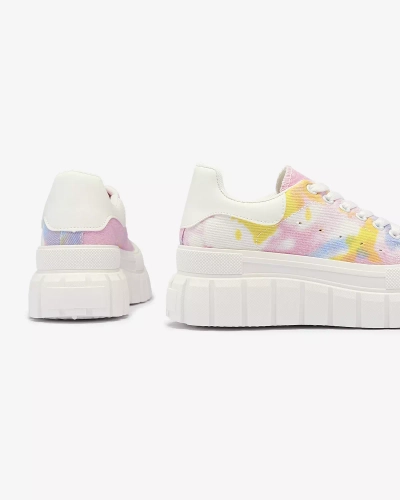 Rožinės ir baltos spalvos moteriški teniso bateliai su raštu Lonoll- Footwear