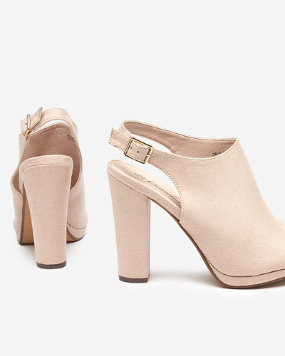 Бежевые женские босоножки на высоком каблуке Weteri - Обувь