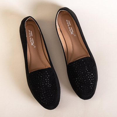 Черные женские лоферы с стразами Felisa