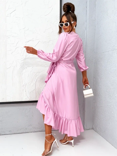 Royalfashion Susirišanti moteriška midi suknelė su volanais