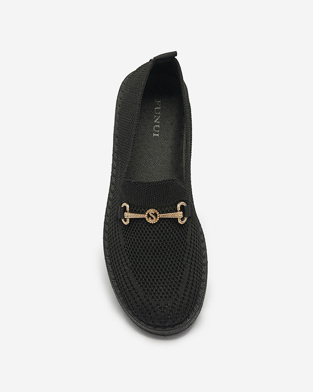 Черные женские кеды-слипы с золотым украшением Enelida - Обувь