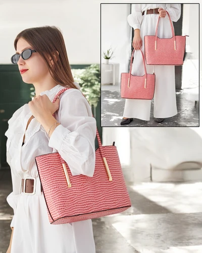 Royalfashion Dvigubo lakavimo odos rankinė su reljefu