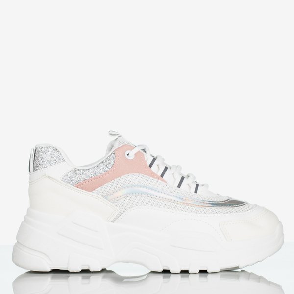 Białe sportowe buty damskie na platformie Seyoella - Obuwie