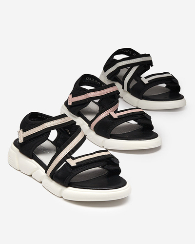 Juodos ir baltos vaikiškos basutės užsegamos Velcro Modis - Shoes