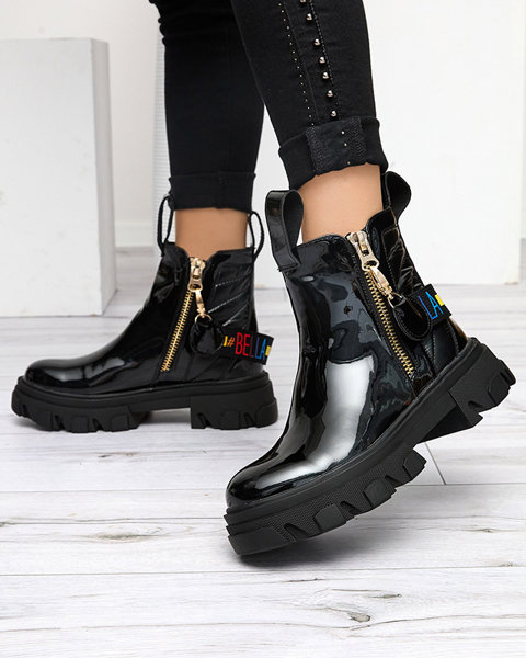 Moteriški juodi lakuoti batai Osallu - Avalynė