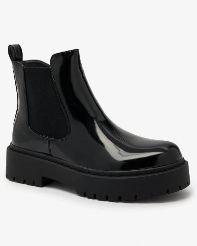 "Royalfashion" Juodi lakuoti moteriški bateliai be kulno Blizgūs elegantiški bateliai