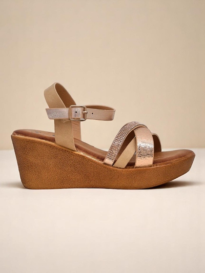 Женские wedges-сандалии Royalfashion с стразами и блестками Glittera