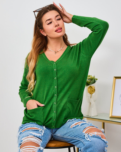 Royalfashion Green женский свитер-кардиган с карманами