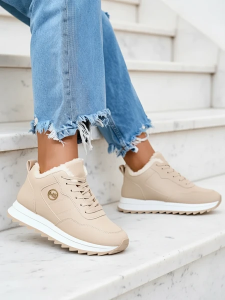 Royalfashion smėlio spalvos moteriški sportiniai batai su pašiltinimu Lahho