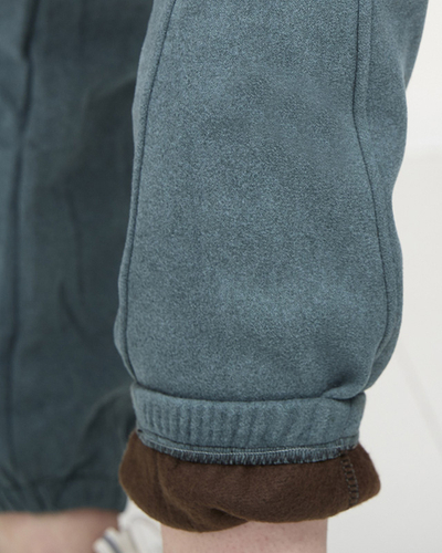 Jūrinės spalvos apšiltintas moteriškas sportinis kostiumas su užrašais - Apranga