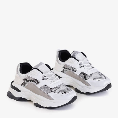 Женские белые спортивные туфли с тиснением под змеиную кожу Феликс - Обувь