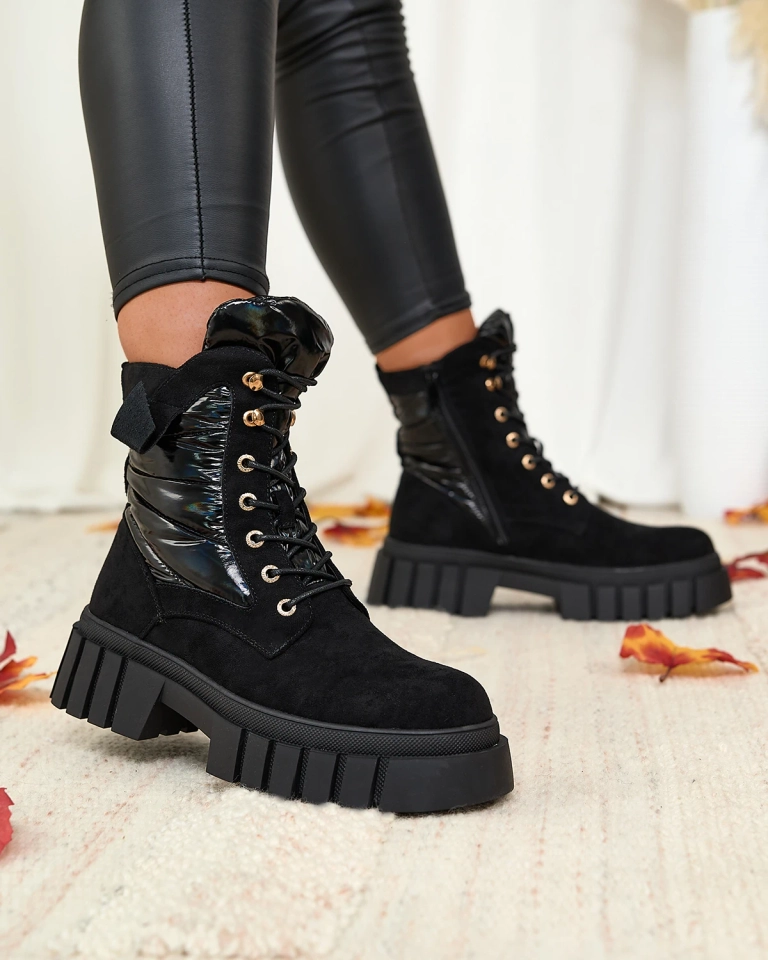 Royalfashion Сапоги женские из эко замши черные Wefetto