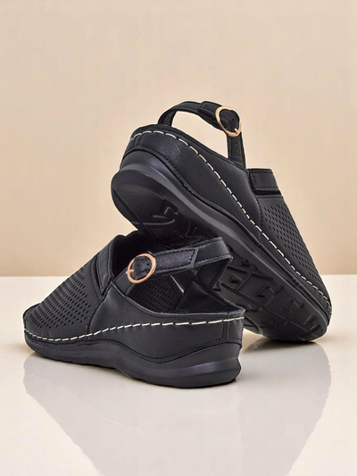 Royalfashion Damskie sandały na niskim koturnie Mira – totalny sztos!