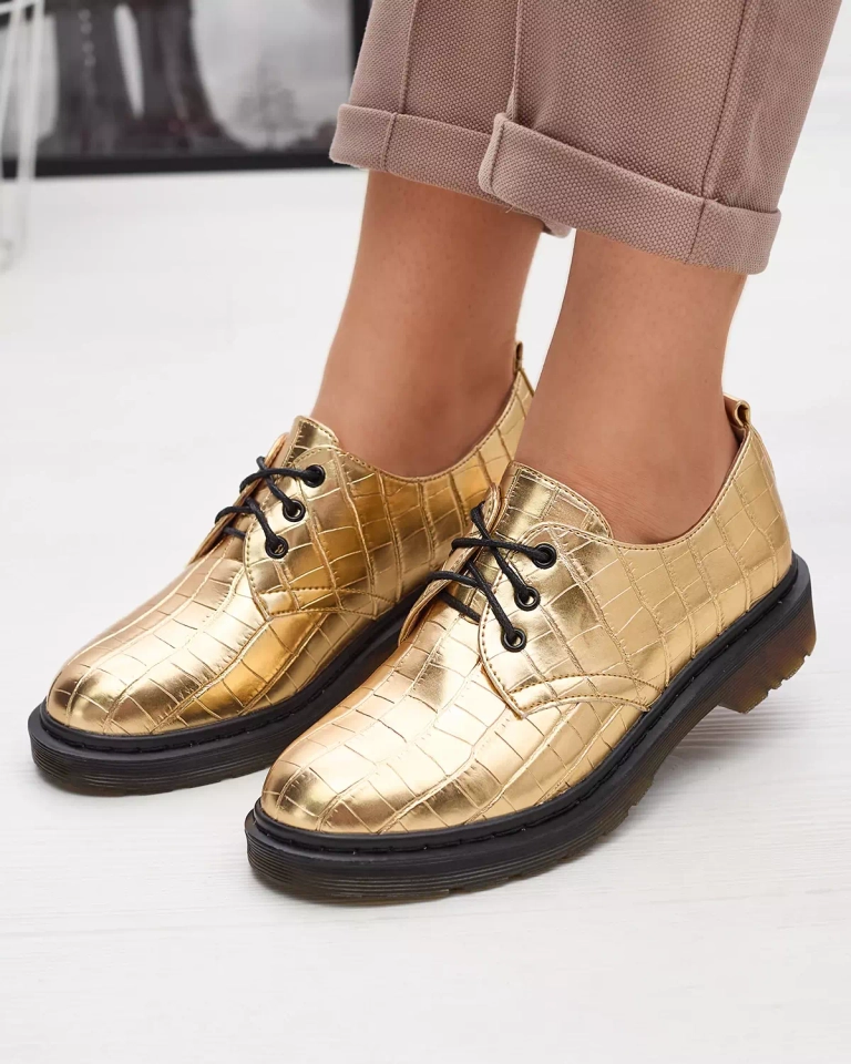 Туфли женские золотые с тиснением Seniri - Обувь