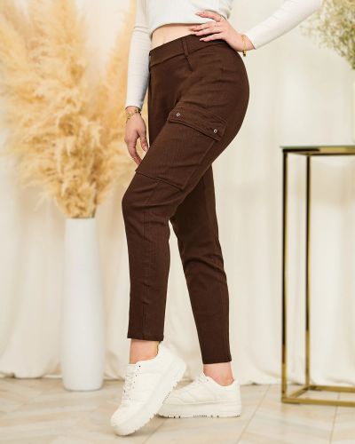 Royalfashion Женские прямые боевые брюки темно-коричневого цвета
